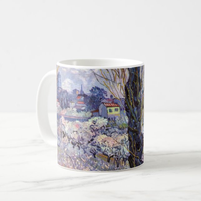 Taza De Café Vista de Arlés jardín florecido de Van Gogh (Anverso izquierdo)