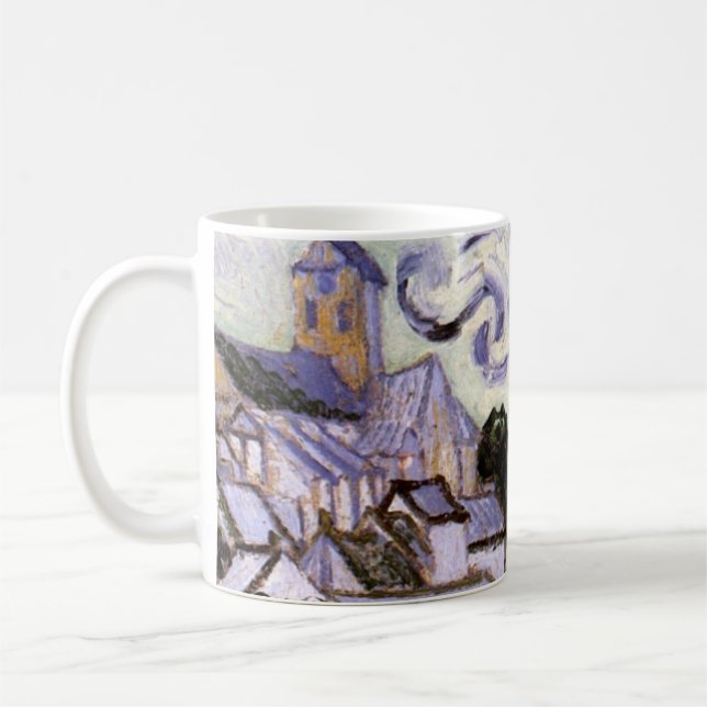 Taza De Café Vista de Auvers con iglesia por Vincent van Gogh (Izquierda)