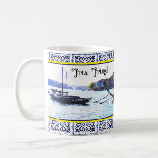 Taza De Café Vista de barcos no rio douro porto portugal