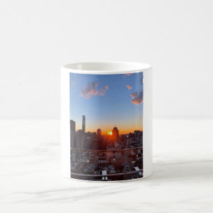 Taza De Café Vista de la azotea al atardecer del horizonte de l
