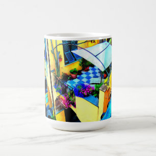 Taza De Café Vista de la mañana desde un balcón de Cinque Ter