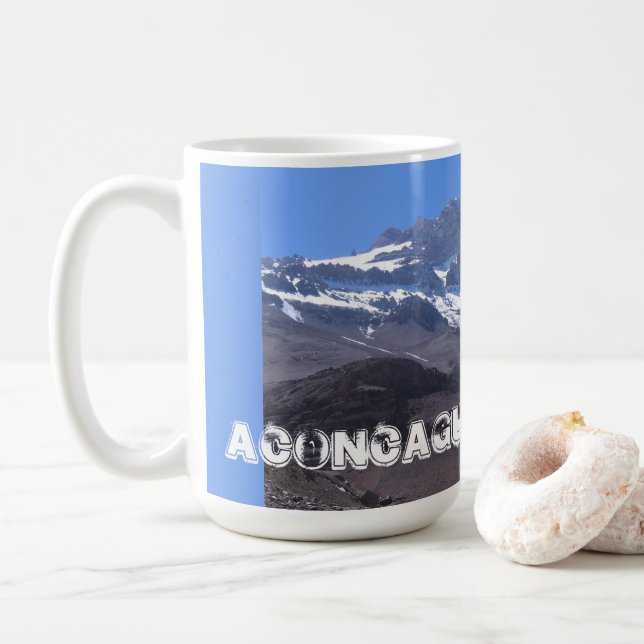 Taza De Café Vista de la Supercumbre, Monte Aconcagua, Argentin (Con donut)