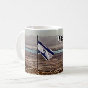 Taza De Café Vista de Masada con bandera