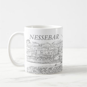 Taza De Café Vista del casco antiguo de Nessebar