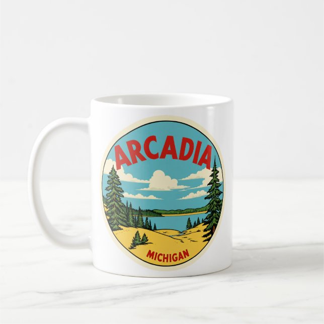 Taza De Café Vista del lago de cosecha Arcadia Michigan (Izquierda)