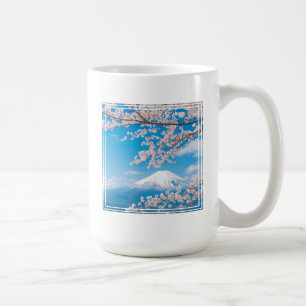 Taza De Café Vista del Monte Fuji con flores de cerezo