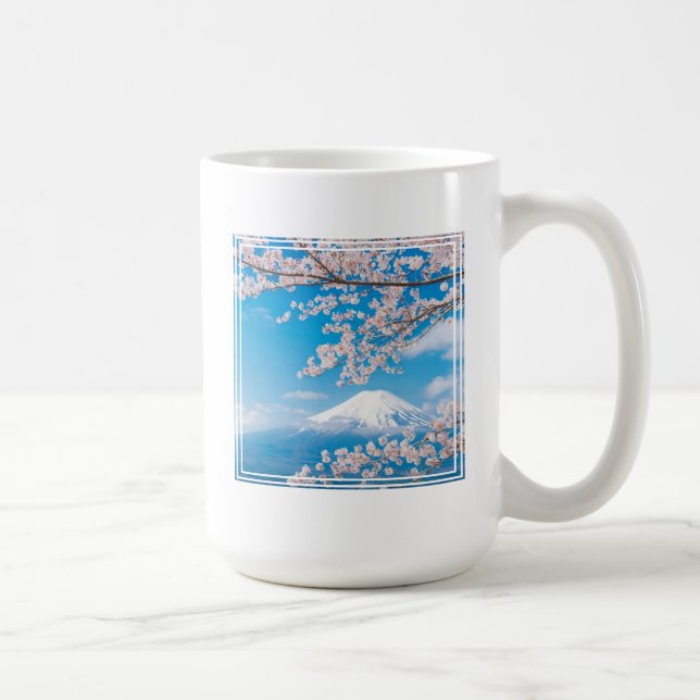 Taza De Café Vista del Monte Fuji con flores de cerezo (Derecha)