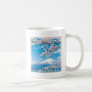 Taza De Café Vista del Monte Fuji con flores de cerezo