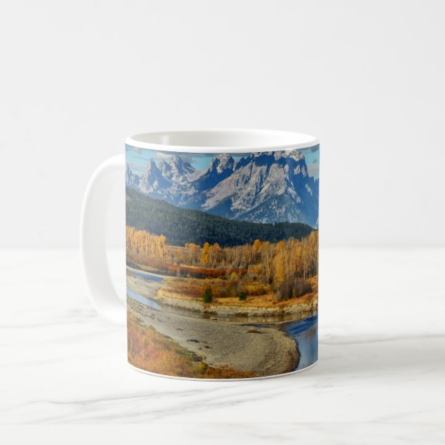 Taza De Café Vista del río de las montañas del Gran Tetón en ot (Anverso izquierdo)