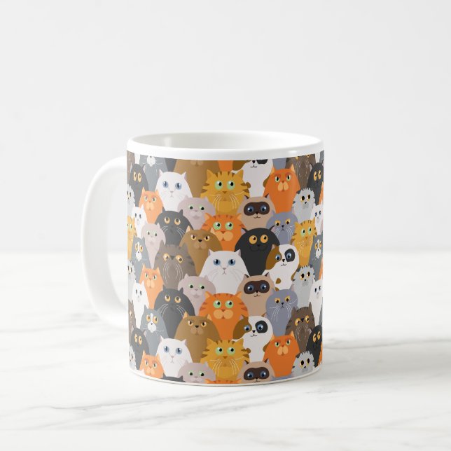 Taza De Café Vista divertida de gatos gordos personalizados (Anverso izquierdo)