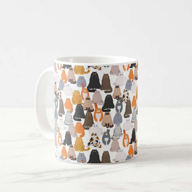 Taza De Café Vista divertida de gatos gordos personalizados (Anverso izquierdo)