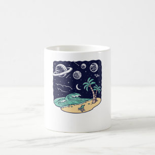 Taza De Café Vista en la Playa por la Noche