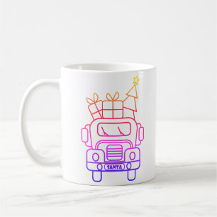 Taza De Café Vista frontal del camión de Navidades de esquema