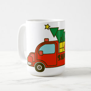 Taza De Café Vista lateral del camión Santa Feliz Navidad