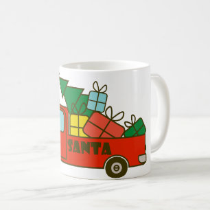 Taza De Café Vista lateral del camión Santa Feliz Navidad