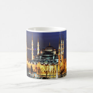 Taza De Café Vista nocturna de la Mezquita Azul de Estambul Tur