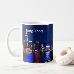 Taza De Café Vista nocturna frente al mar de Hong Kong