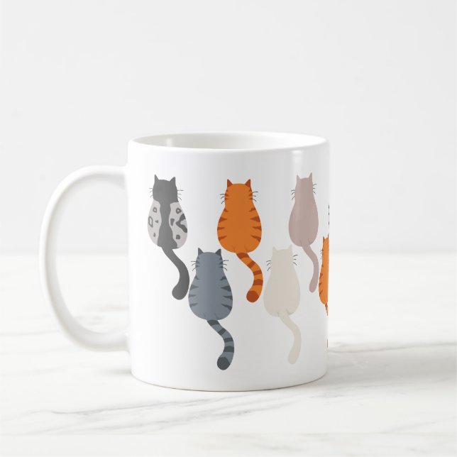 Taza De Café Vista posterior divertida del gato personalizado (Izquierda)