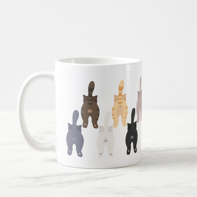 Taza De Café Vista posterior divertida del gato personalizado (Izquierda)