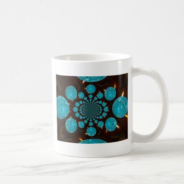 Taza De Café Visualización ondulante de las luces cian Kaleidos (Derecha)
