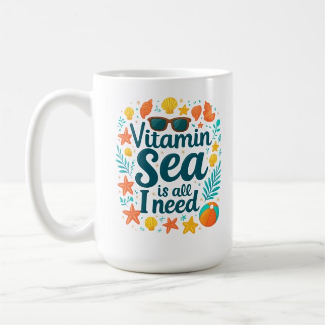 Taza De Café Vitamin Sea Coffee Mug - Ocean Lover's Beach Vibes (Izquierda)