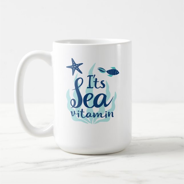 Taza De Café Vitamina del mar - Náutica temática costera (Izquierda)