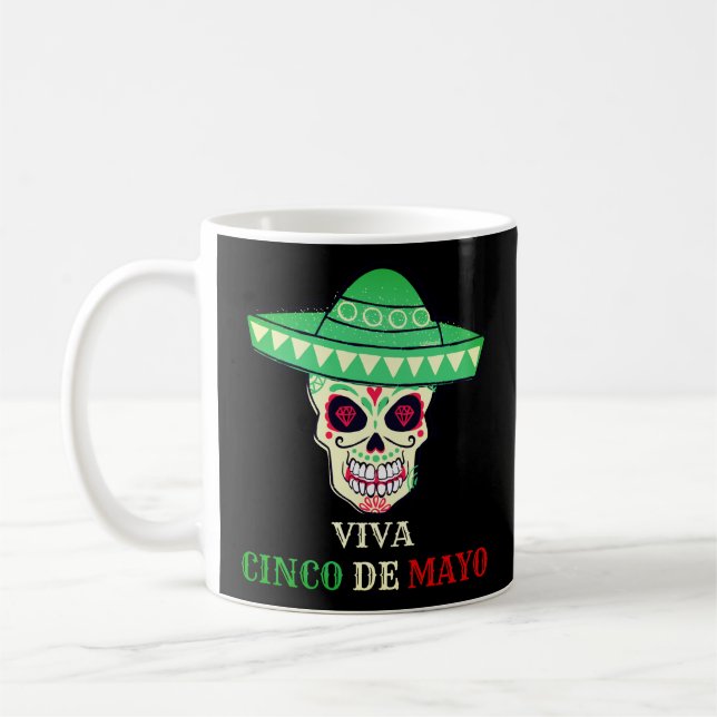 Taza De Café VIVA CINCO DE MAYO fiesta de cráneo divertido idea (Izquierda)