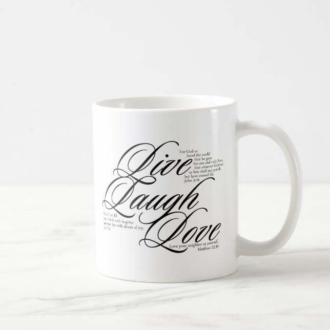 Taza De Café Vive el amor de la risa con escritura (Derecha)