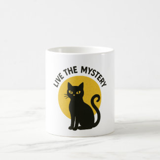 Taza De Café Vive el Gato Negro Luna Misteriosa