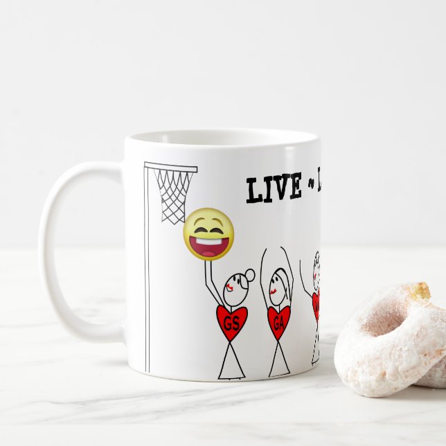 Taza De Café Vive el Netball divertido de la emoji del juego de (Con donut)