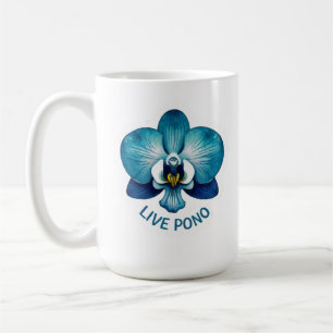 Taza De Café Vive Pono Equilibrio Armónico Rectitud Orquídea Az