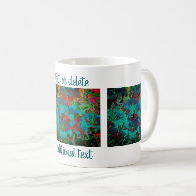Taza De Café Vivid Blue Lilies Floral Art Personalizado (Anverso derecho)