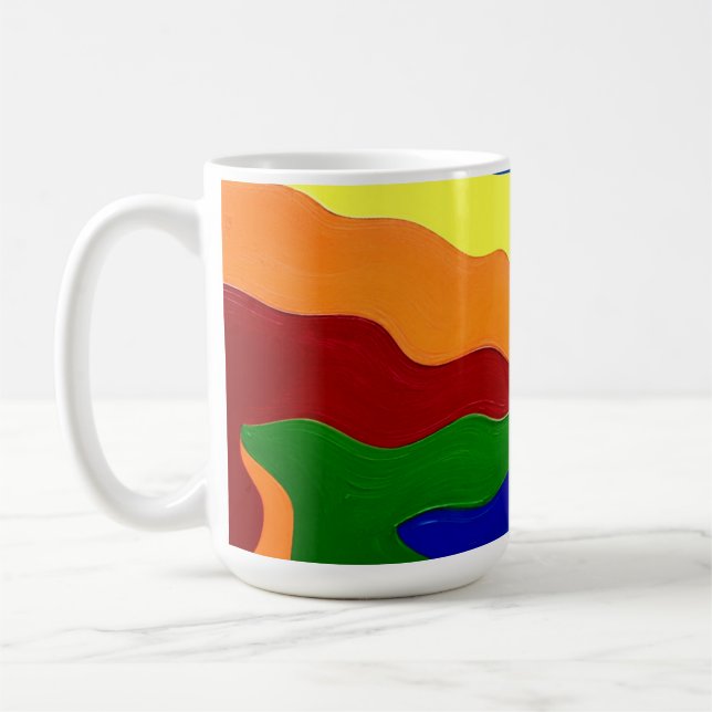 Taza De Café Vivid Rainbow Energy - Impresión abstracta negrita (Izquierda)