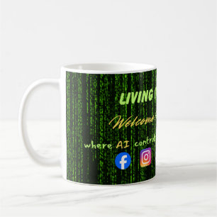 Taza De Café Viviendo en la Matrix – Control de las redes socia