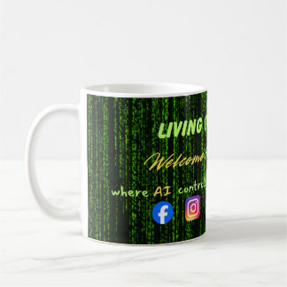 Taza De Café Viviendo en la Matrix – Control de las redes socia
