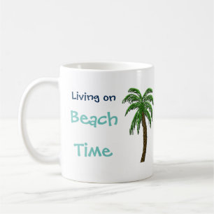 Taza De Café Viviendo en la playa Personalizado de palmeras de 