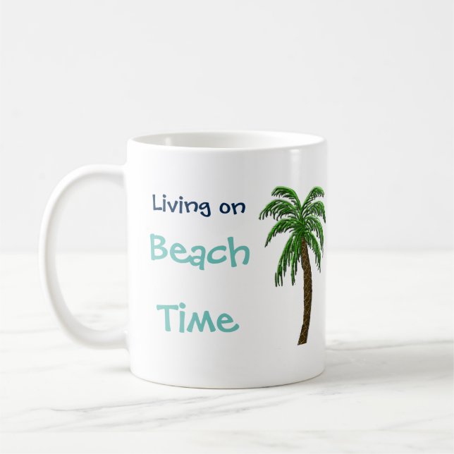 Taza De Café Viviendo en la playa Personalizado de palmeras de  (Izquierda)
