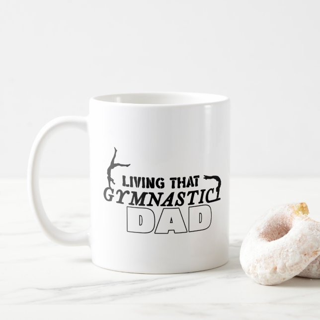 Taza De Café Viviendo esa Gimnasia Papá, La Gimnasia Ama (Con donut)