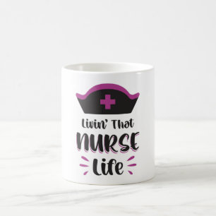 Taza De Café Viviendo Que Enfermera La Vida Enferma Graciosa Em