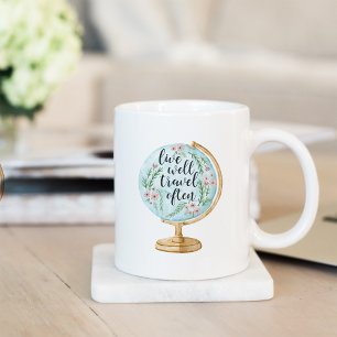 Taza De Café Vivir bien, viajar a menudo