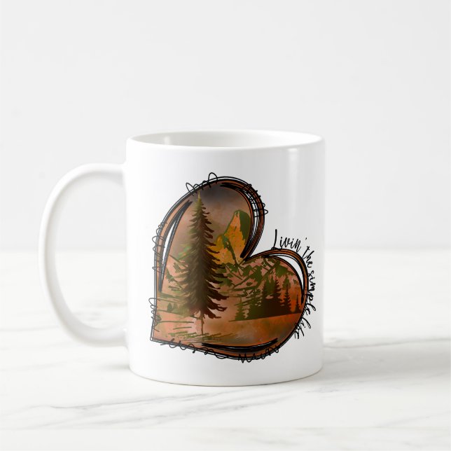 Taza De Café Vivir La Vida Sencilla Naturaleza Cardíaca (Izquierda)