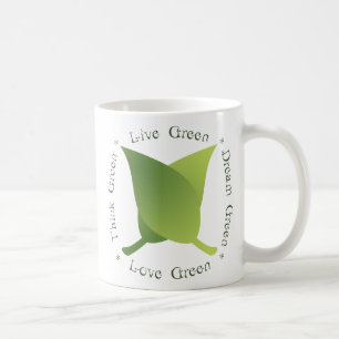Taza De Café Vivir verde, pensar verde, soñar verde, amar verd