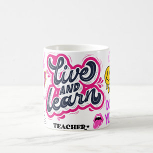 Taza De Café vivir y aprender, bendito mejor juntos