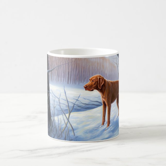 Taza De Café Vizla Deja que nieve Navidad  (Centro)