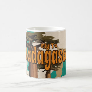 Taza De Café Volar a Madagascar Poster de Vacaciones Vintage