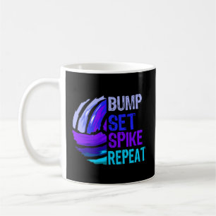 Taza De Café Voleibol Bump Set Spike Repetir Blue Purple N