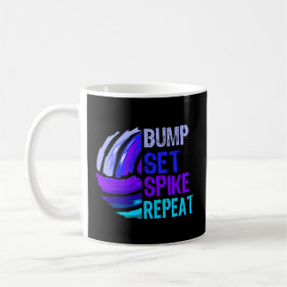 Taza De Café Voleibol Bump Set Spike Repetir Blue Purple N