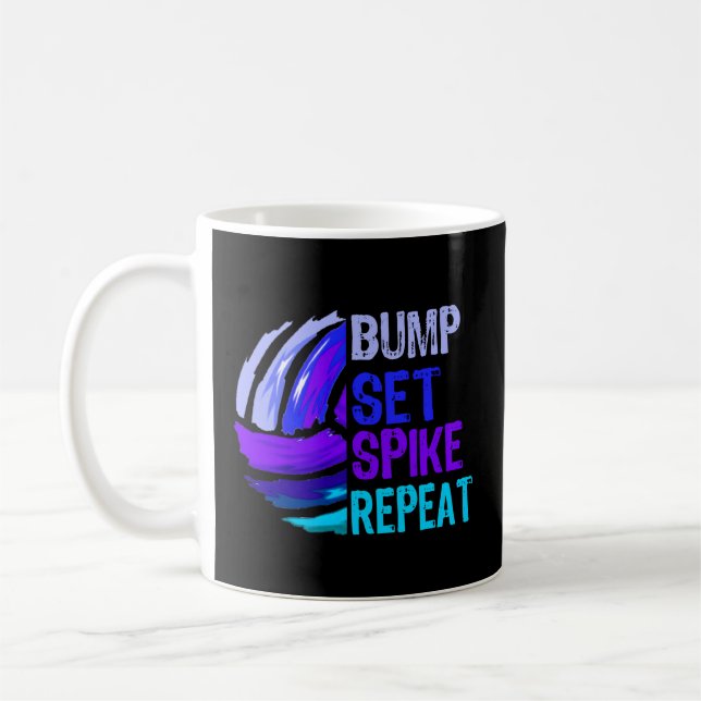 Taza De Café Voleibol Bump Set Spike Repetir Blue Purple N (Izquierda)