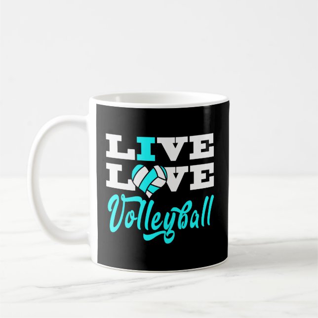 Taza De Café Voleibol Live Love Blue Para Ns (Izquierda)