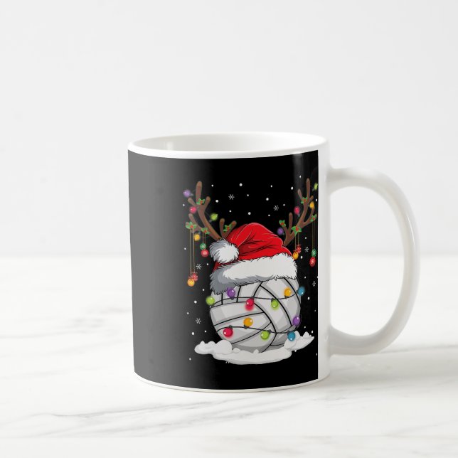 Taza De Café Voleibol Navidades de renos de Santa Hat (Derecha)